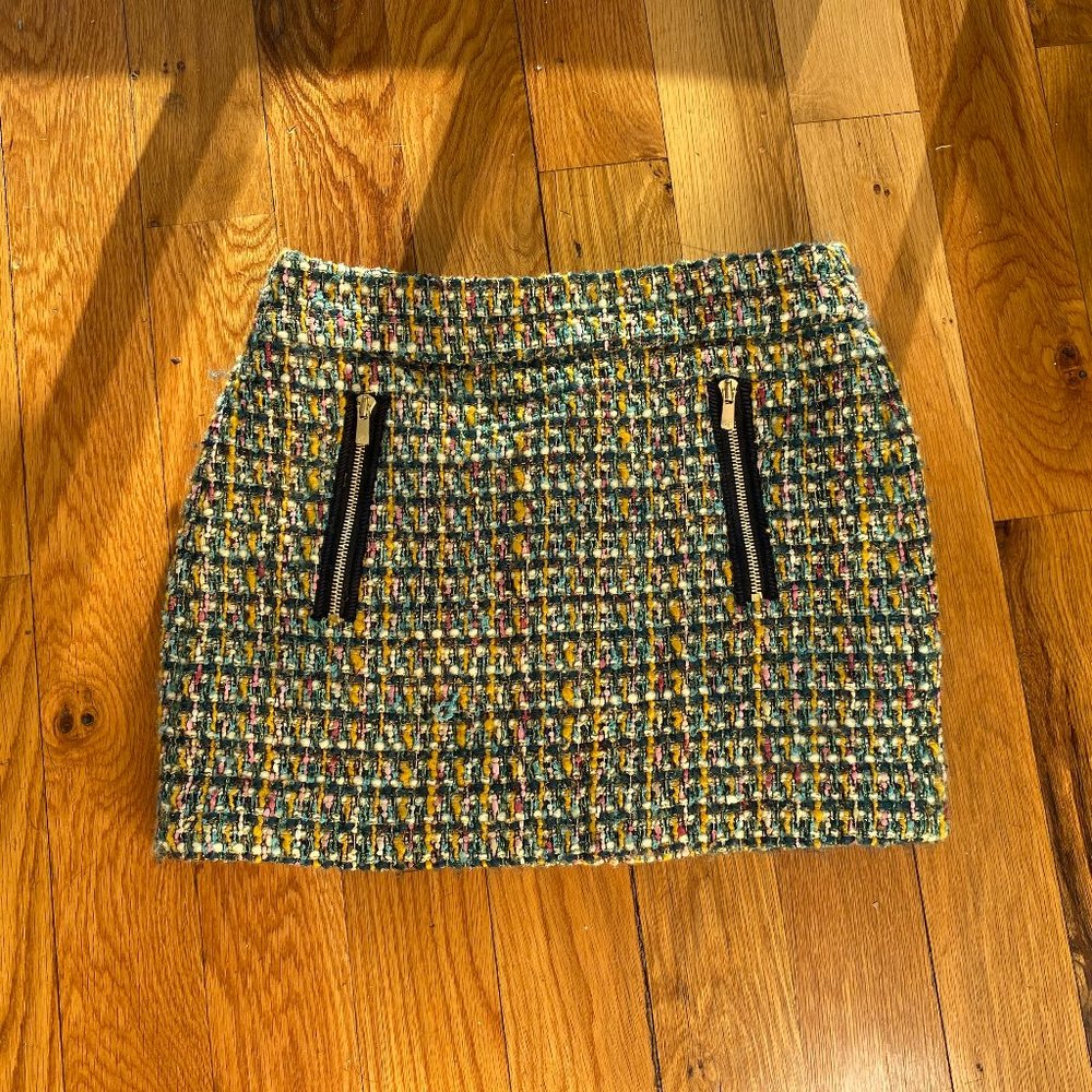 Tweed  Mini Skirt with gold zippers